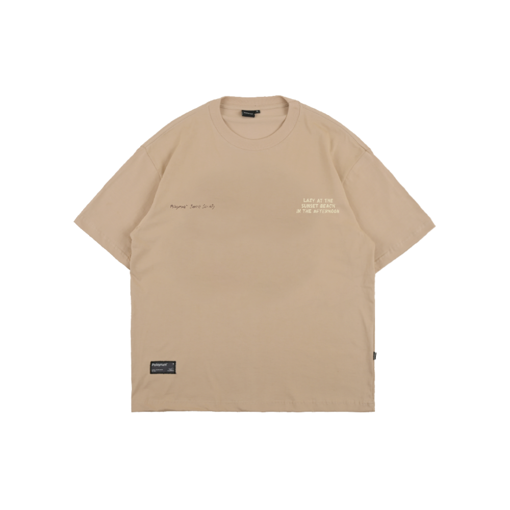Poleyrum Afternoon Vibes Oversized T-Shirt - Beige