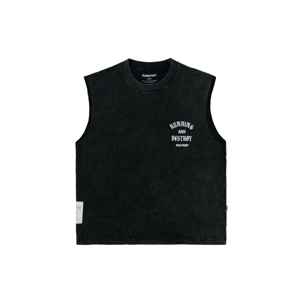 Poleyrum Downtown Sleeveless Tee - Black Wash
