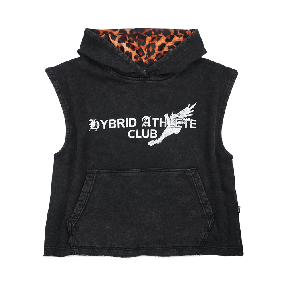 Poleyrum Pace Sleeveless Hoodie - Black Wash
