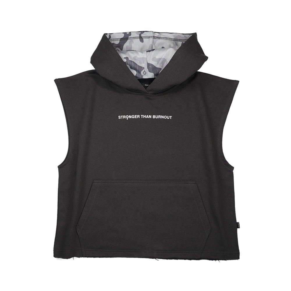 Poleyrum Stronger Sleeveless Hoodie - Dark Grey