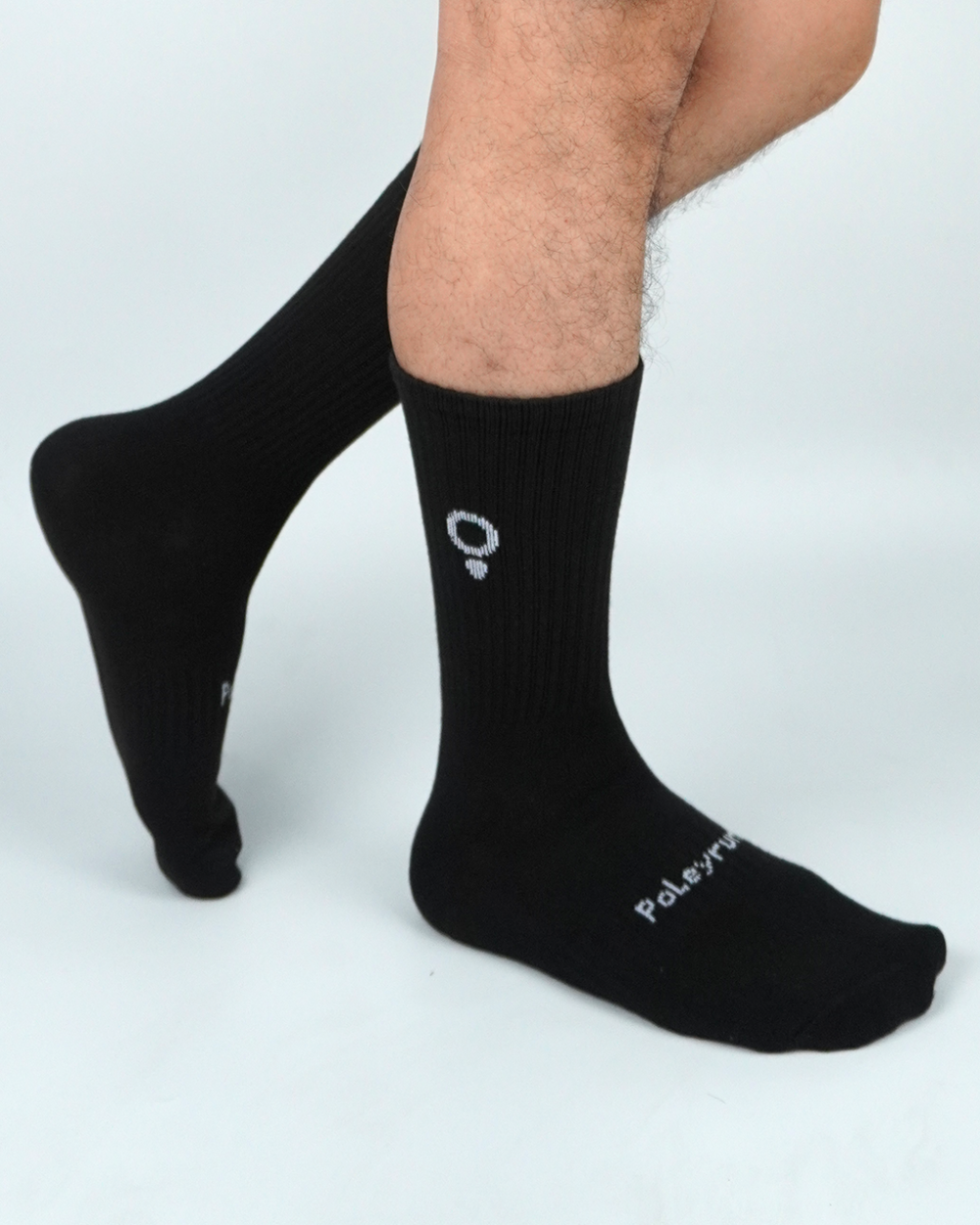 Poleyrum Mile Crew Socks - Black and White - Image 4