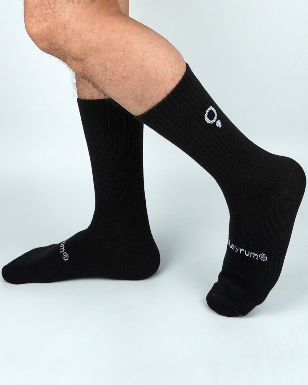 Poleyrum Mile Crew Socks - Black and White - Image 5