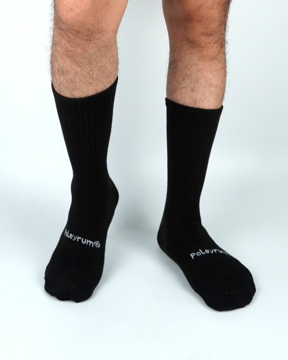 Poleyrum Mile Crew Socks - Black and White - Image 6