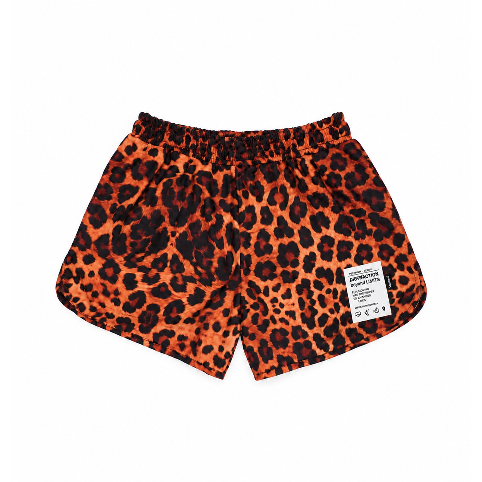 Poleyrum Leopard Running Shorts Single Layer - Orange Black