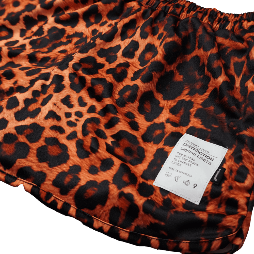 Poleyrum Leopard Running Shorts Single Layer - Orange Black - Image 3