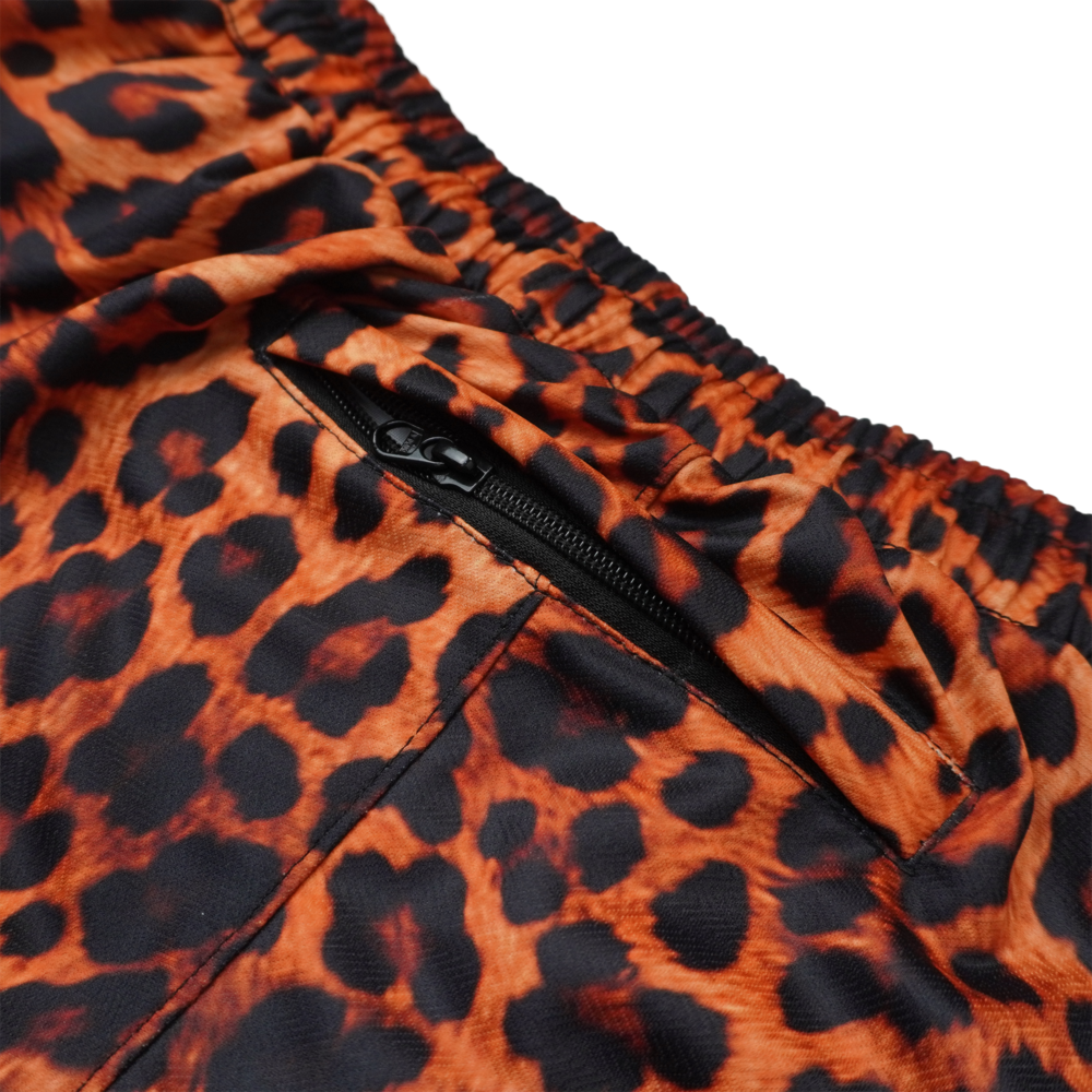 Poleyrum Leopard Running Shorts - Orange Black - Image 4