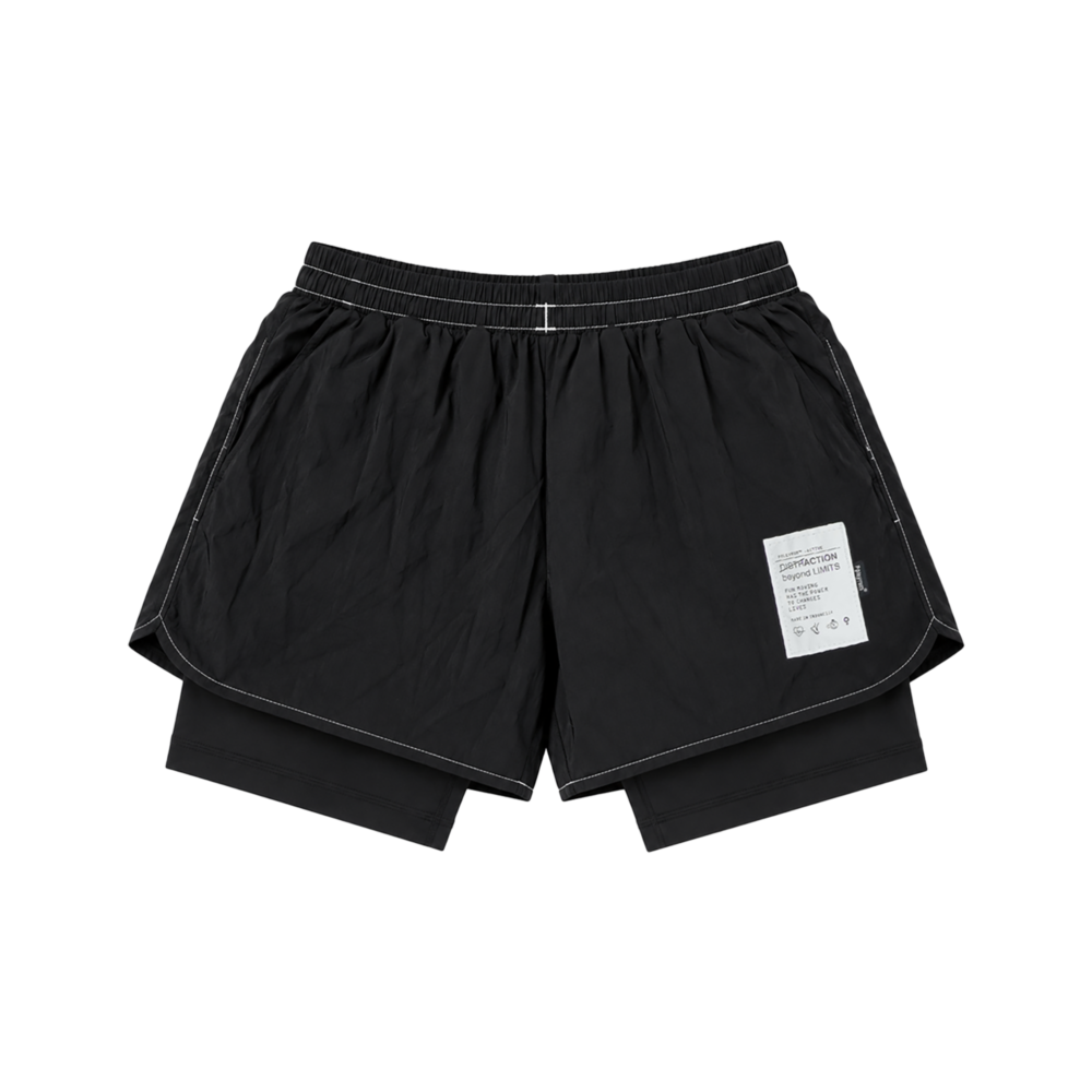 Poleyrum Panther Running Shorts Double Layer - Black